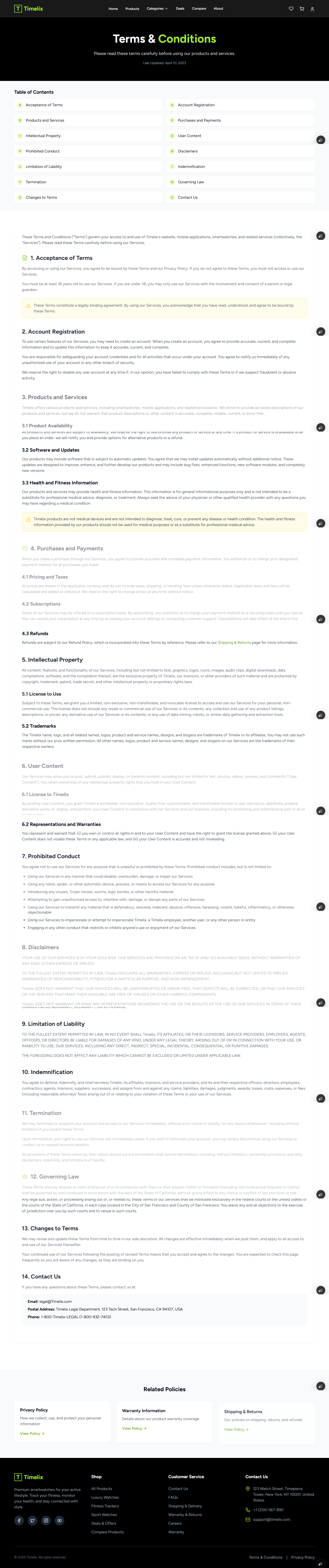 Terms & Conditions Page
