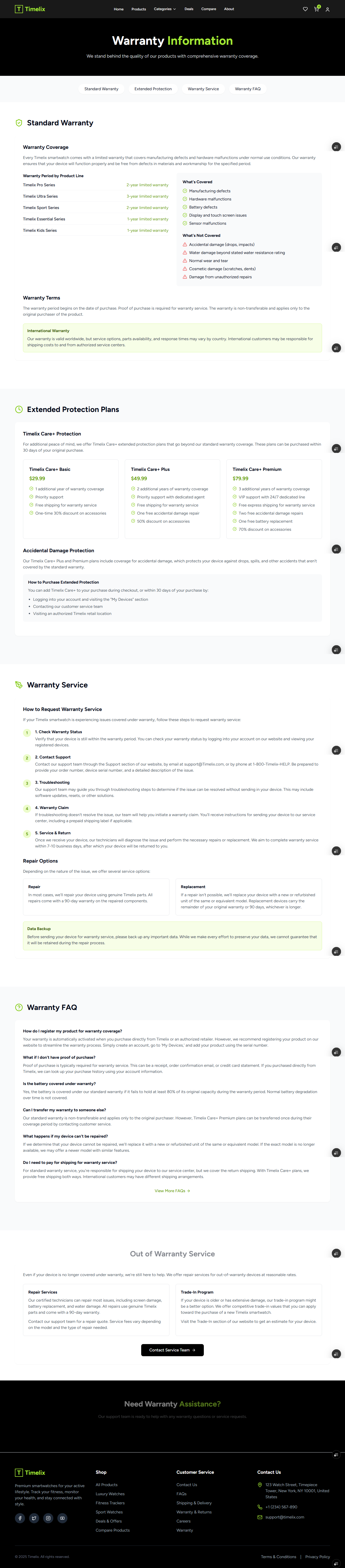 Warranty Page